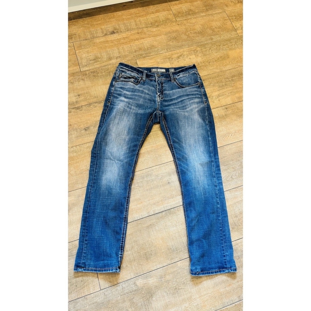 BKE  Jeans Men 33 R  Blue Denim Mason Taper Casual Stretch Comfort Everyday